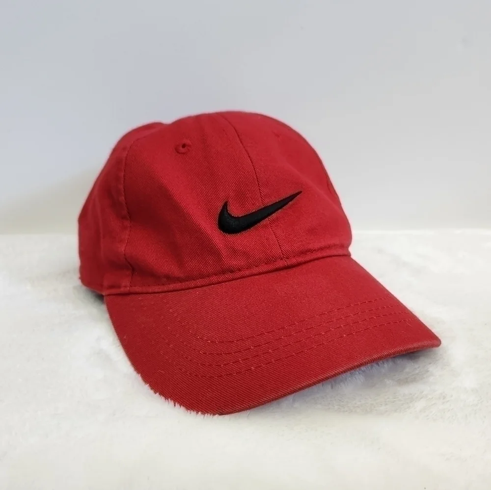 Nike Red Black Swoosh Just Do It Baseball Hat Cap Unisex Child Size 4-7